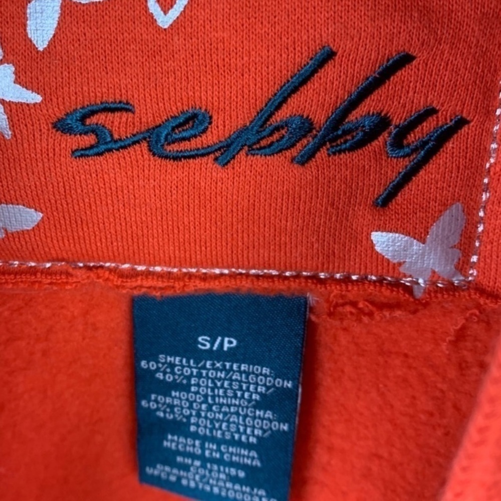 Sebby Orange Pea Coat Hooded Jacket - Picture 4 of 5
